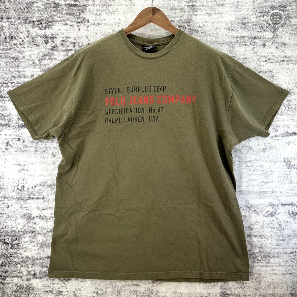 Vintage Polo Jeans Co. Ralph Lauren Surplus‎ Gear Olive T-Shirt Men's XL - 90's?